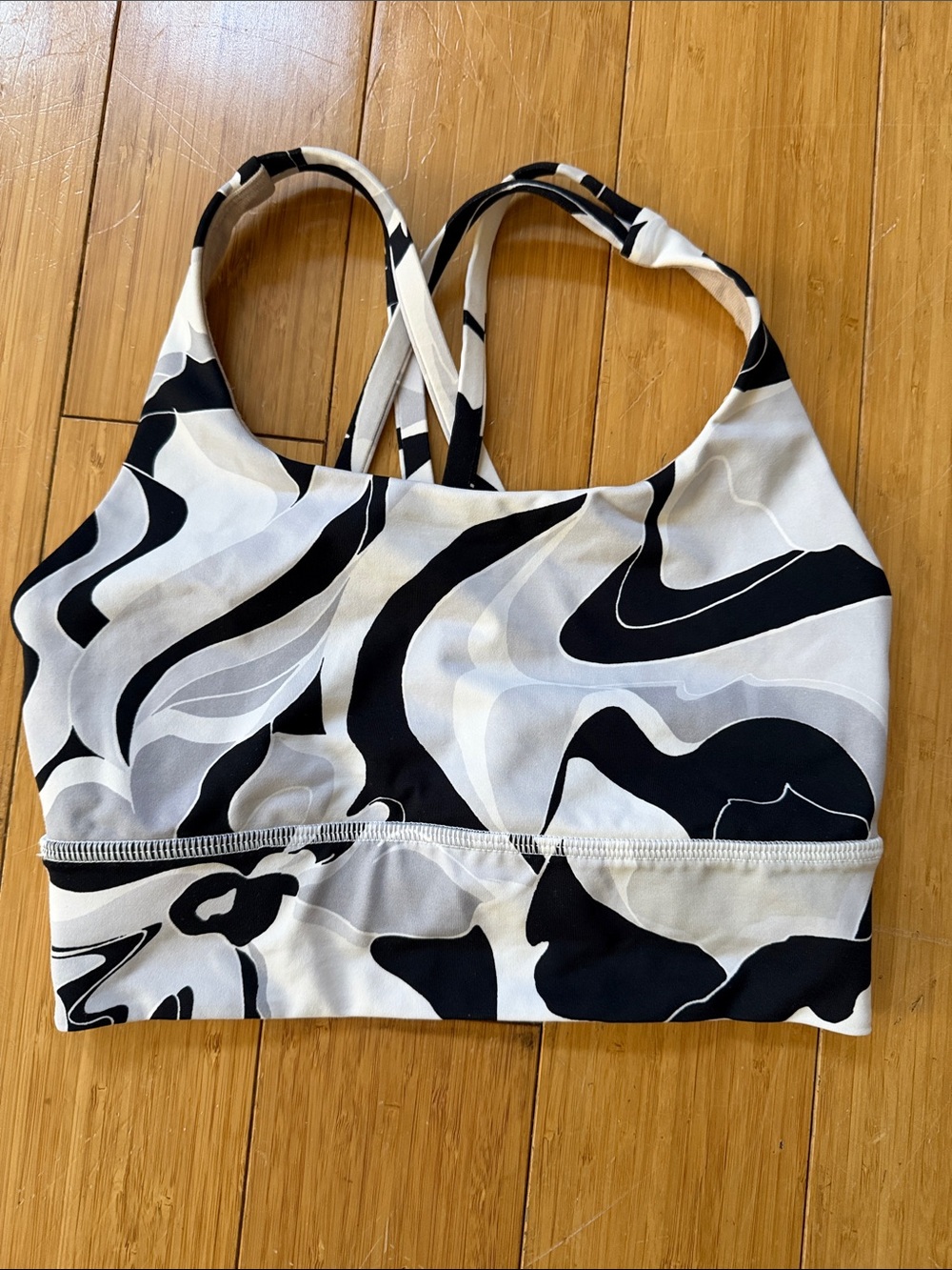 lululemon athletica Black & White Abstract Strappy Sports Bra